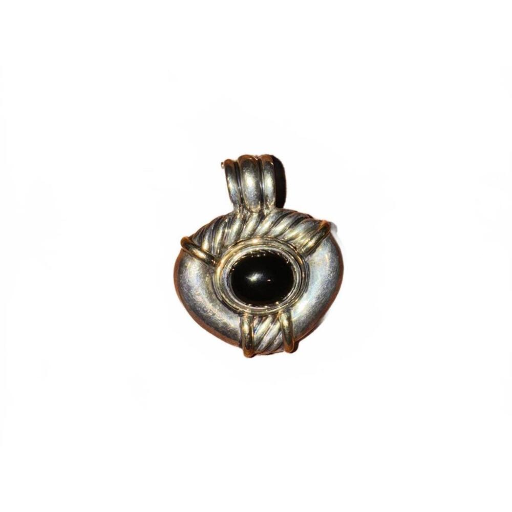 David Yurman Black Onyx Heart Pendant in Silver and Gold